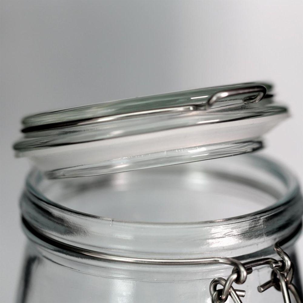 Jogo 2 Potes Hermético Vidro Redondo Com Super Trava 830ml - 6