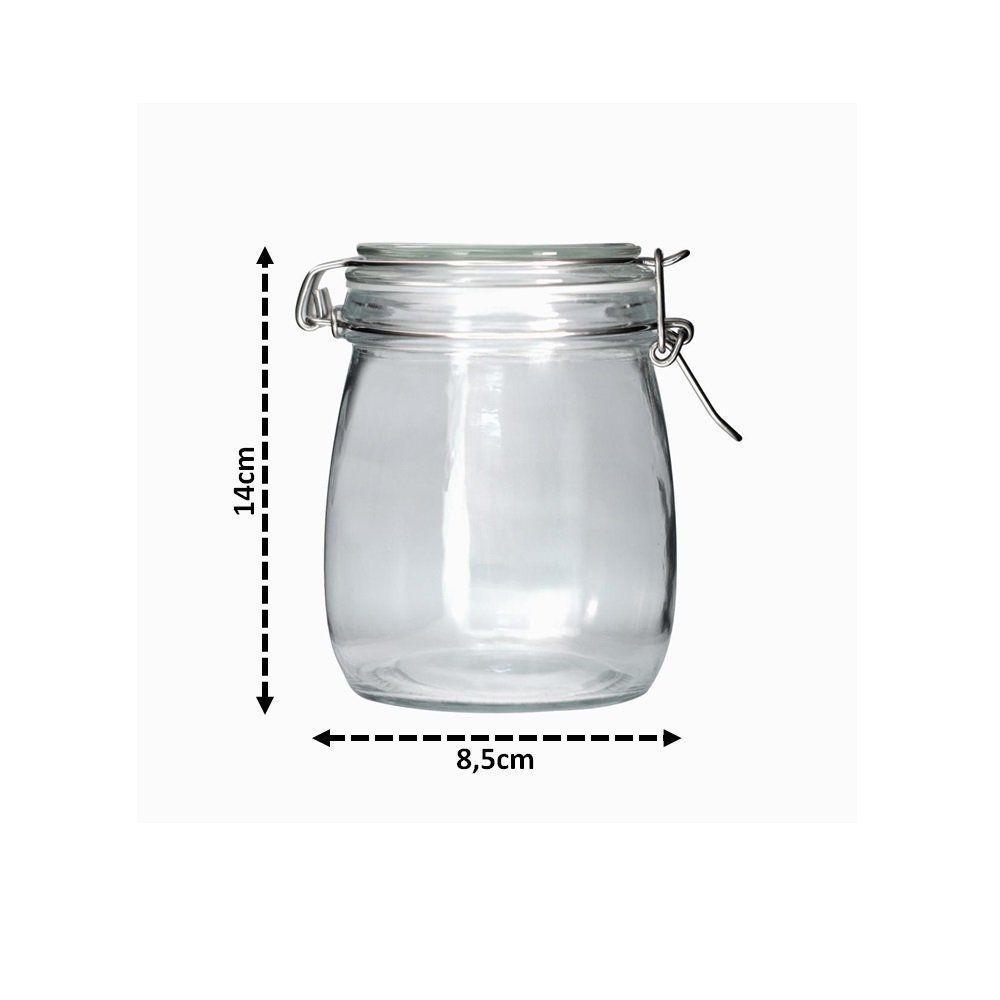 Jogo 2 Potes Hermético Vidro Redondo Com Super Trava 830ml - 7