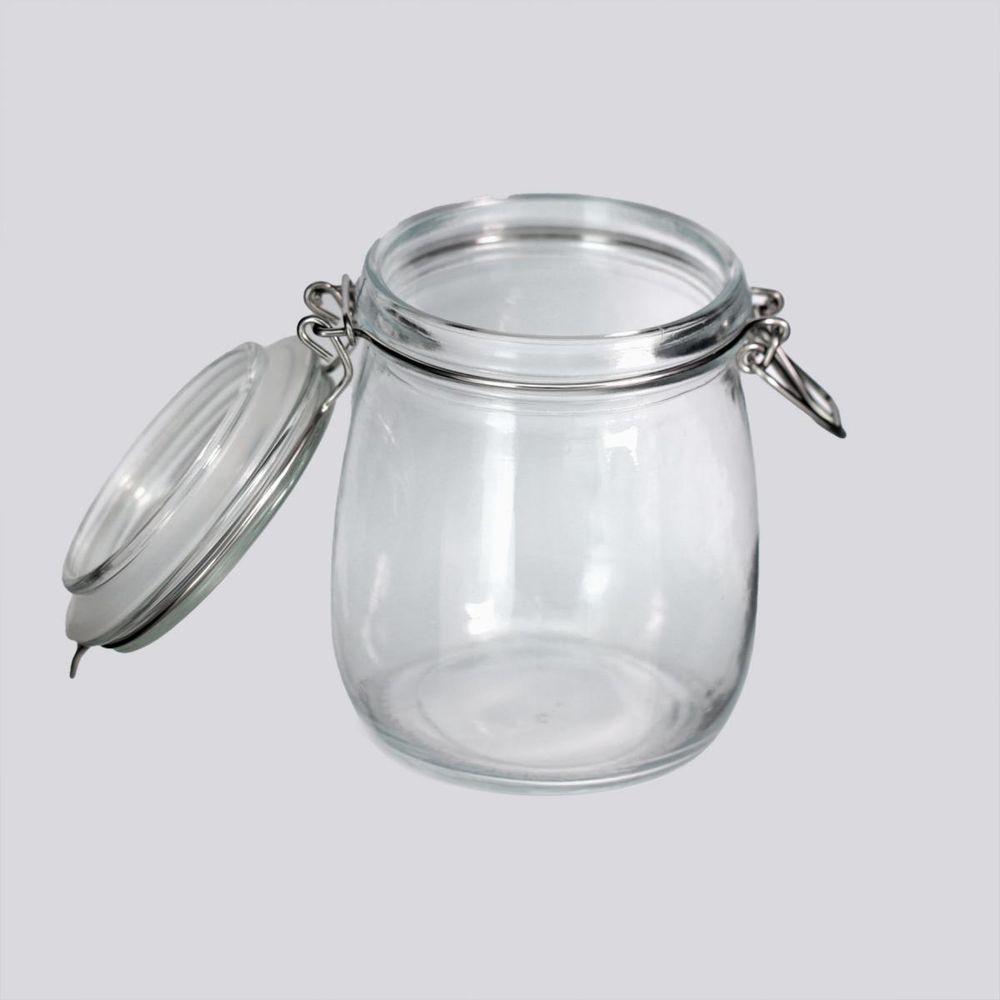 Jogo 2 Potes Hermético Vidro Redondo Com Super Trava 830ml - 8