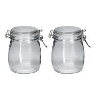 Jogo 2 Potes Hermético Vidro Redondo Com Super Trava 830ml - 1