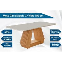 Mesa Para Cozinha ágata C-tampo Madeirado Vidro 180x90cm Nature-off White - Cimol