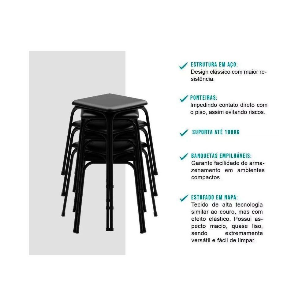 Mesa para Cozinha Dobrável 1590 c/ 2 Banquetas Preto - Carraro - 2