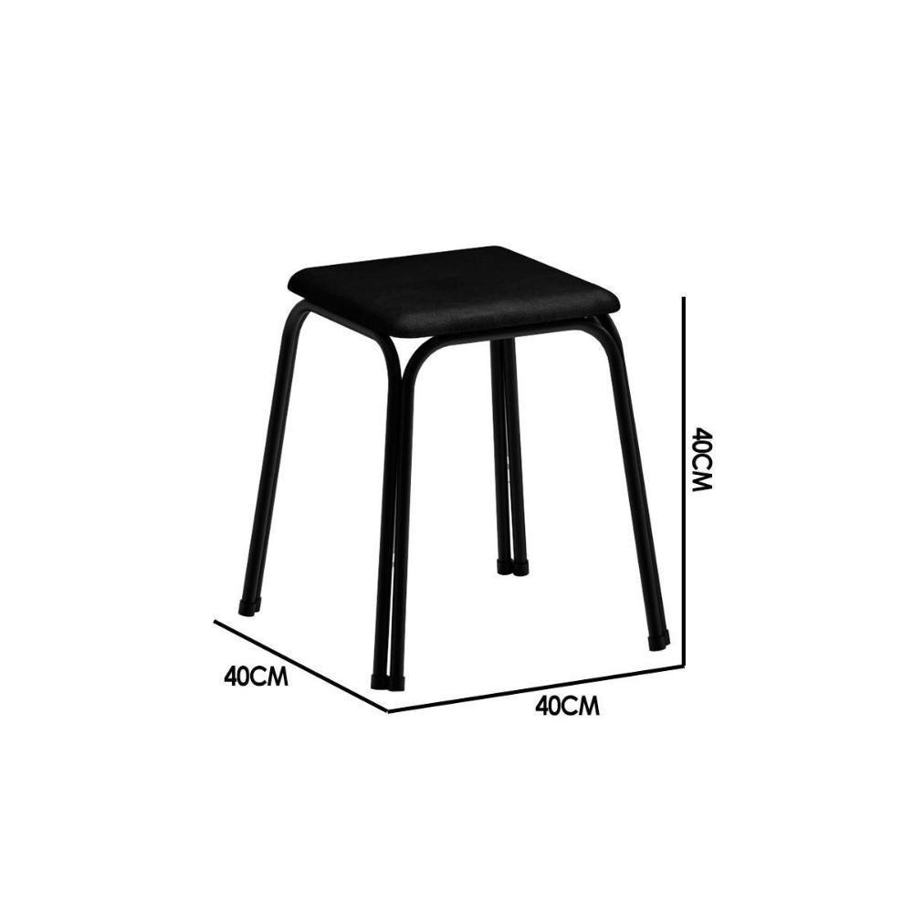 Mesa para Cozinha Dobrável 1590 c/ 2 Banquetas Preto - Carraro - 8