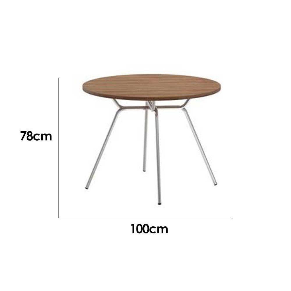 Mesa para Cozinha 1588 Aço c/Tampo Madeirado 100cm Freijo c/ Prata - Carraro - 2