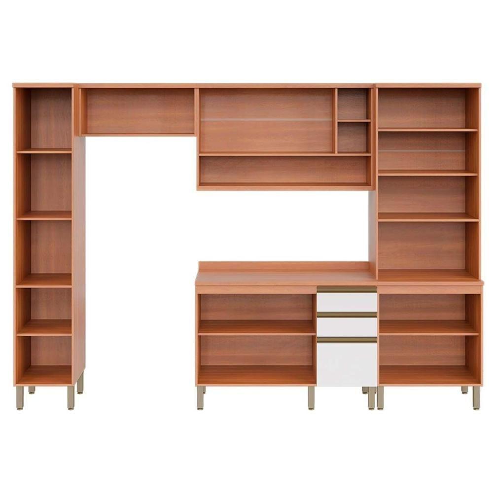 Cozinha Modulada Completa Thela Macadâmia 5 Peças (2Aéreos+1Balcão+2Paneleiros) CZC19 Freijo/Branco - Telasul - 4