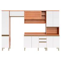 Cozinha Modulada Completa Thela Macadâmia 5 Peças (2Aéreos+1Balcão+2Paneleiros) CZC19 Freijo/Branco - Telasul - 7