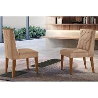 Kit 2 Cadeiras Sala Jantar Nevada 2 Un MDF Imbuia/Linho Bouclê Creme - Rufato - 1