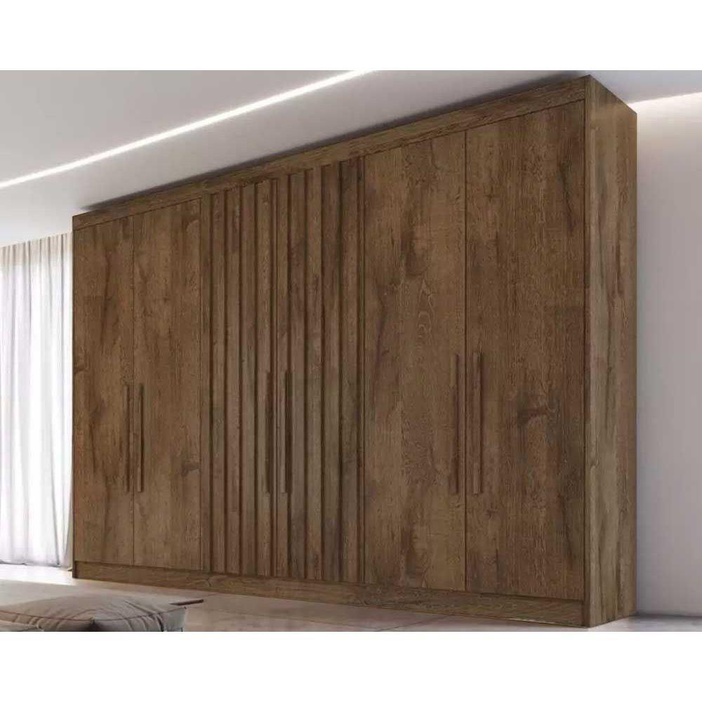 Guarda Roupa 6 Portas c/ 2 Ripadas e 6 Gavetas Potente Braúna - Europa - 1
