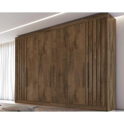 Guarda Roupa Casal Potente 6 Portas Porta de dobradiça 6 Gavetas Braúna MDF