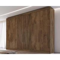 Guarda Roupa 6 Portas c/ 2 Ripadas e 6 Gavetas Potente Braúna - Europa - 1
