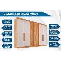 Guarda Roupa 6 Portas c/ 2 Ripadas e 6 Gavetas Potente Braúna - Europa - 3