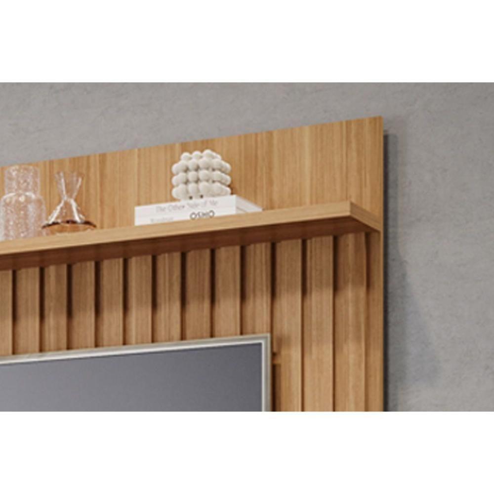 Estante p/Sala até 70 Pol Moema Ripado c/Pés 180x197cm Off White/Nature - Permóbili - 3