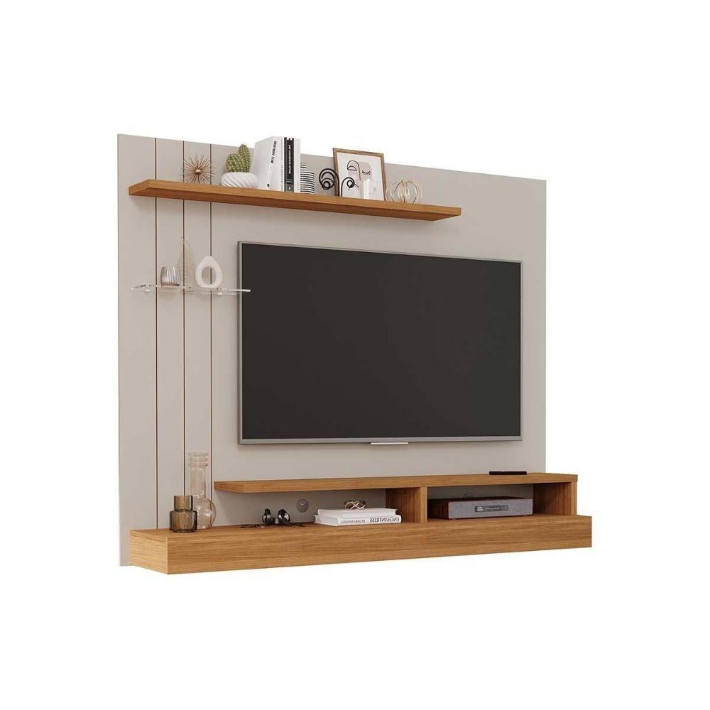 Home p/TV até 50 Polegadas Valência Plus c/ Prateleira e Nichos 160x135cm Nature/Off White - Permóbili - 4