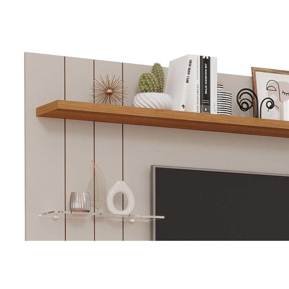 Home p/TV até 50 Polegadas Valência Plus c/ Prateleira e Nichos 160x135cm Nature/Off White - Permóbili - 6