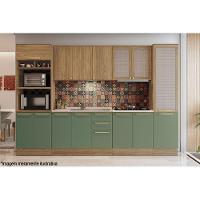 Módulo Cozinha Kappesberg Botanic Paneleiro Botanic M626 c/ 2 Portas c/ 1 Tela 50cm Nogueira/Verde Oliva - Kappesberg