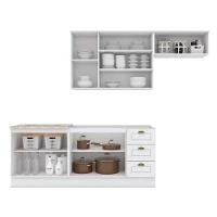 Módulo Cozinha Henn Americana (2 Aéreos. 2 Balcões, 1 Complemento) 5 Peças Branco - 2