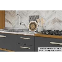 Balcão Cozinha p/Cooktop Burguesa Premium 1 Porta e 1 Gaveta c/ Tampo 80cm Freijó/Branco - Nesher