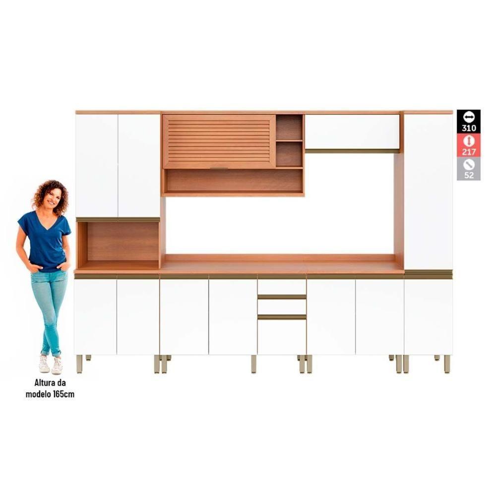 Cozinha Modulada Telasul Thela Macadâmia Thela Macadâmia 6 Peças (2Aéreos+2Balcões+1Paneleiro) CZC26 Freijo/Branco-Telasul - 4