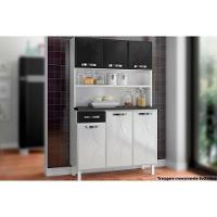 Cozinha Modulada Telasul Rubi Kit Smart Aço Portas e 1 Gaveta 105cm Branco/Preto-Telasul - 1