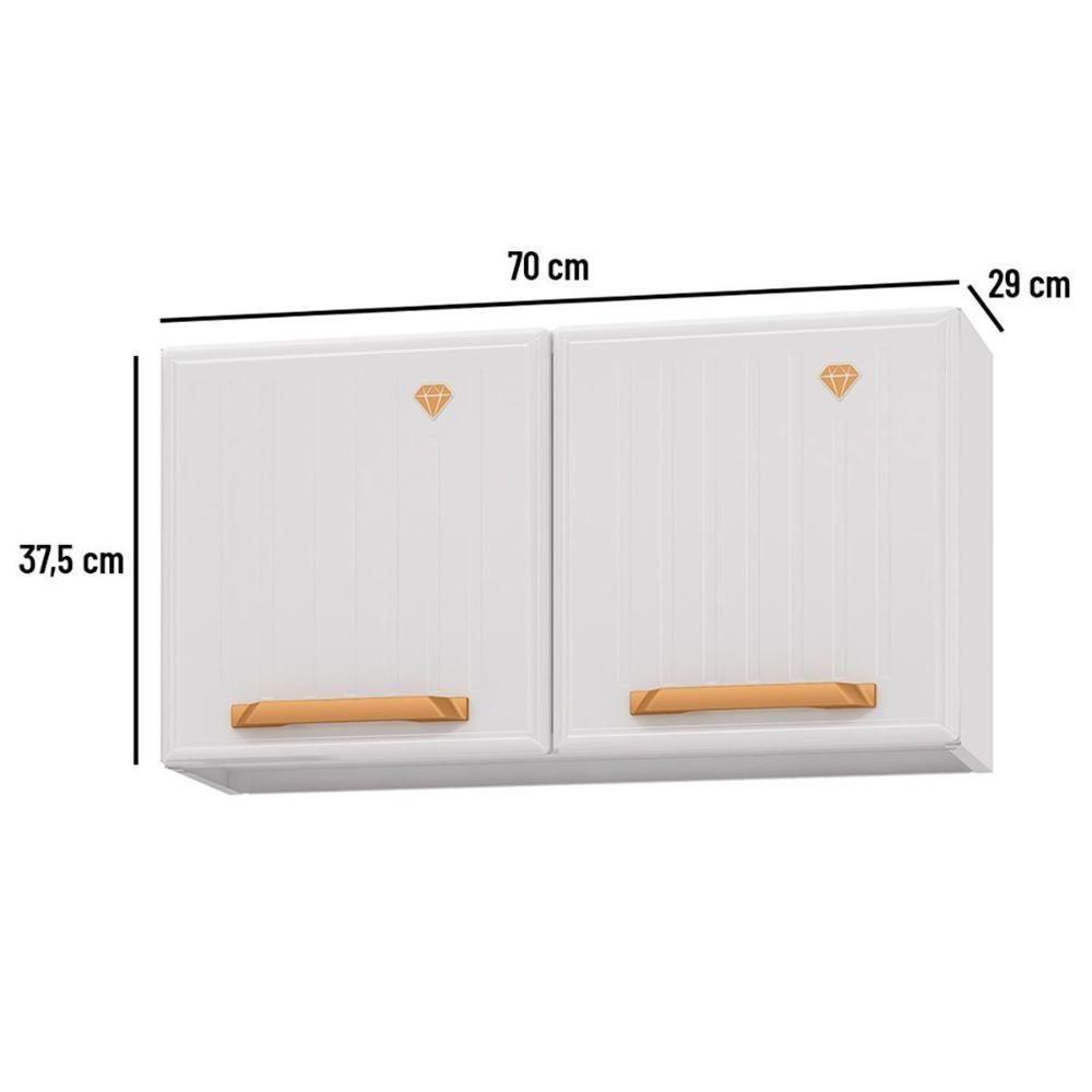 Armário de Geladeira p/ Cozinha Aéreo Diamante Aço c/2 Portas 70cm Branco - Telasul - 5