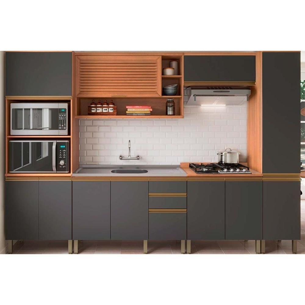 Torre Quente de Cozinha Paneleiro Thela Macadâmia 2 Fornos 3 Portas 70cm Freijo/Branco - Telasul - 3