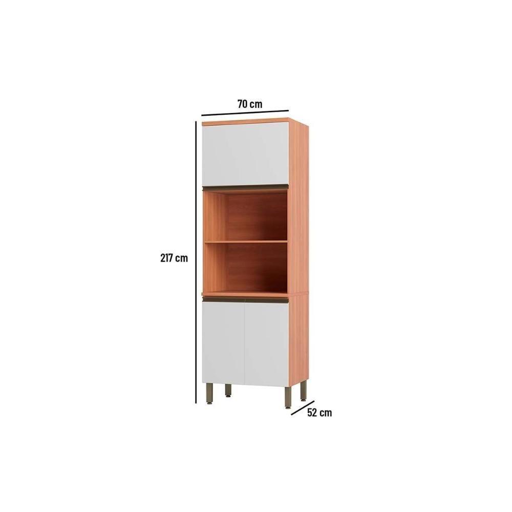 Torre Quente de Cozinha Paneleiro Thela Macadâmia 2 Fornos 3 Portas 70cm Freijo/Branco - Telasul - 8