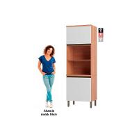 Torre Quente de Cozinha Paneleiro Thela Macadâmia 2 Fornos 3 Portas 70cm Freijo/Branco - Telasul - 6