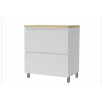 Balcão Cozinha p/Cooktop Rainha 1 Porta Basculante e 1 Gaveta c/ Tampo 80cm Branca/Nature - Nesher - 1