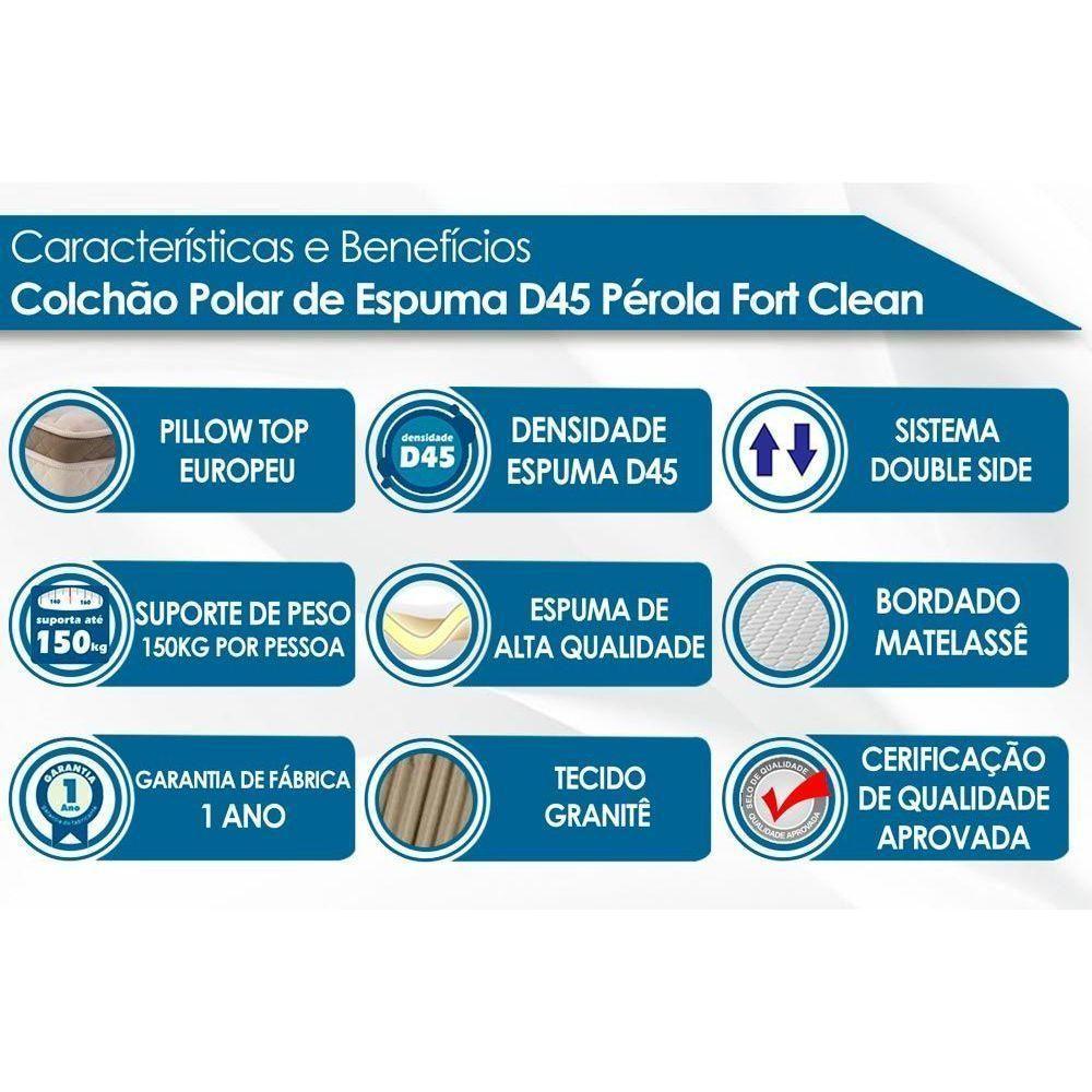 Cama Box Baú Solteiro: Colchão Espuma Polar D45 Pérola + Base CRC Suede Clean(88x188) - 4