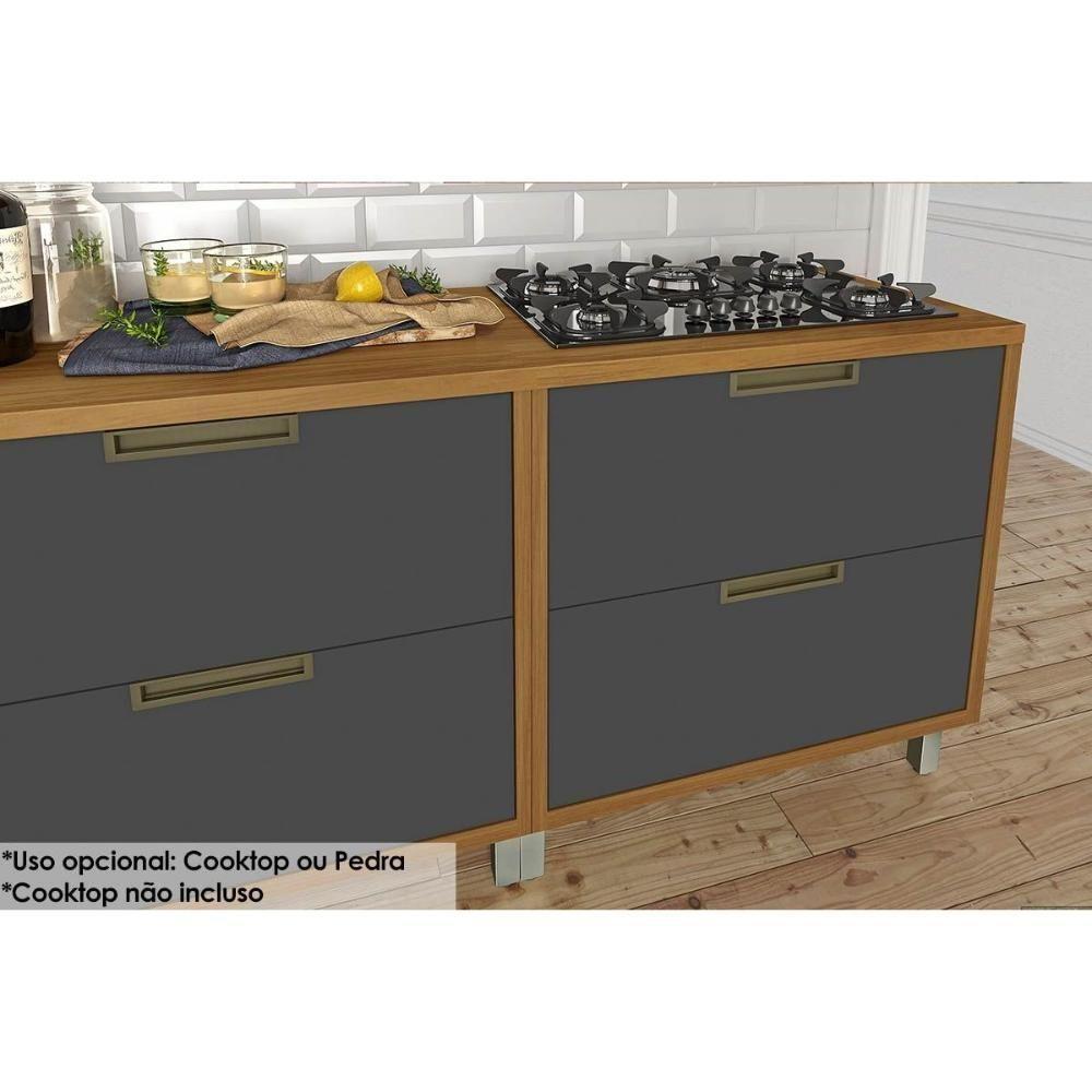 Balcão Cozinha p/Cooktop Imperatriz 1 Porta e 1 Gaveta c/ Tampo 80cm Freijo/Off White - Nesher - 3