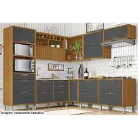 Balcão Cozinha p/Cooktop Imperatriz 1 Porta e 1 Gaveta c/ Tampo 80cm Freijo/Off White - Nesher - 2