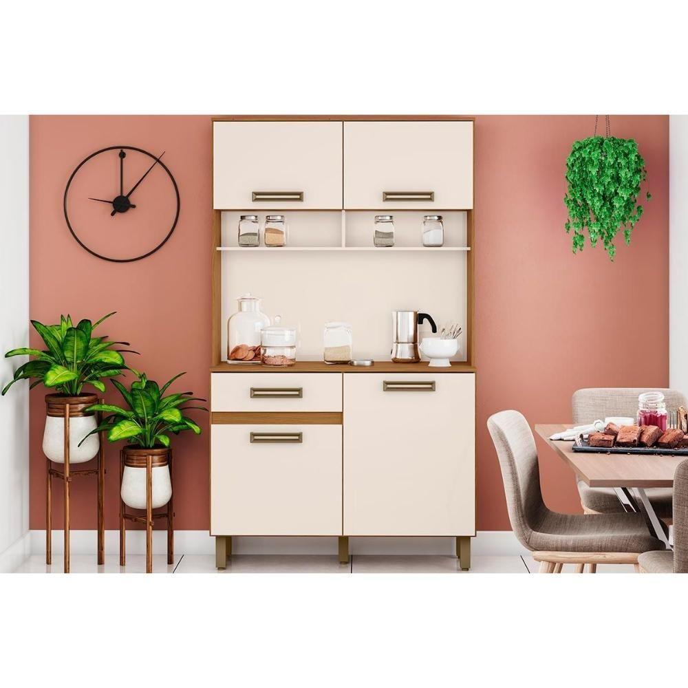 Cozinha Modulada Completa Perla Briz C-4 Portas E 1 Gaveta 105x38x180cm Nature-off White - Henn - 1