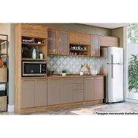 Cozinha Completa Botanic 8 Peças (3 Armários + 2 Balcões + 1 Paneleiro + 2 Complementos) M663 Nogueira-fendi - Kappesberg - 1