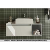 Conjunto De Banheiro Balcão Suspenso Bn3601 C- Cuba Pia Bn3600 80cm Cor Branco - Tecno Mobili - 1