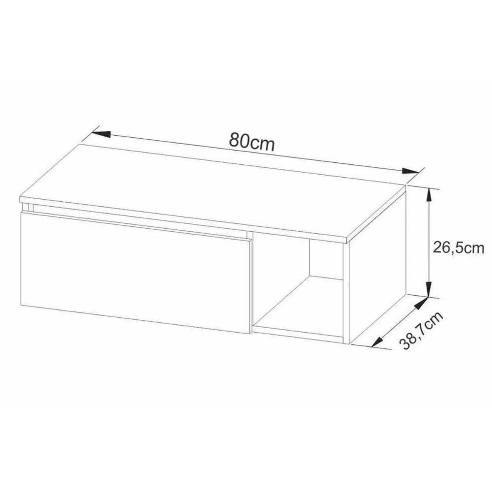 Conjunto De Banheiro Balcão Suspenso Bn3601 C- Cuba Pia Bn3600 80cm Cor Mármore Branco Tecno Mobili - 3