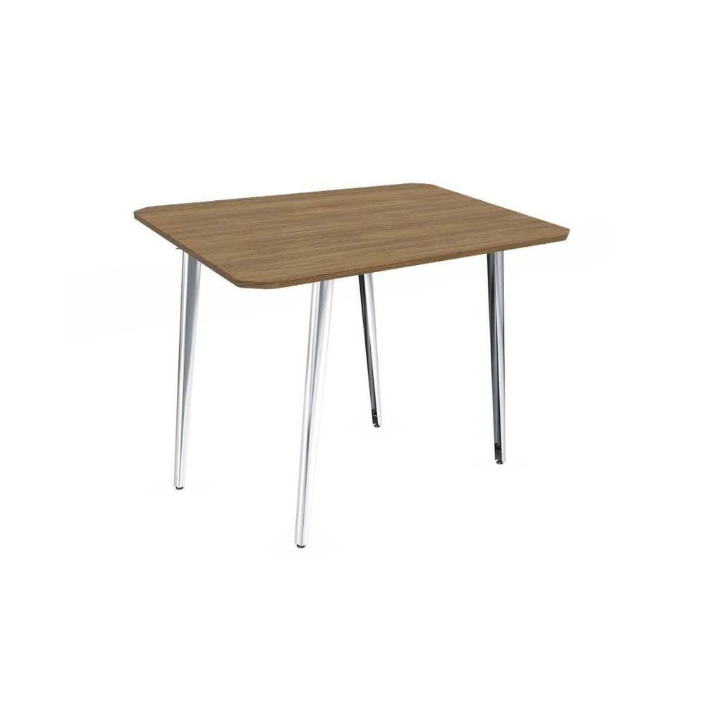 Mesa de Sala Jantar Iguaçu Aço c/Tampo Madeirado 90x90cm Cromada/Nogueira - Kappesberg - 1