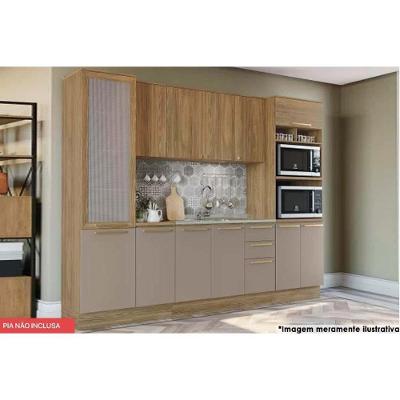 Cozinha Completa Botanic M657 Kit 7 Peças MDF 120cm Nogueira Fendi