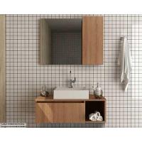 Kit De Banheiro Armário Bn3602 E Balcão Suspenso Bn3601 Pia 80cm Amêndoa Tecno Mobili - 1