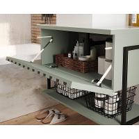 Conjunto De Banheiro Suspenso Frisê Havaí Ripado 1pta C-cuba E Tampo Vidro 60 Cm Cimento Mgm - 2