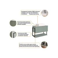 Conjunto De Banheiro Suspenso Frisê Havaí Ripado 1pta C-cuba E Tampo Vidro 60 Cm Pistache Mgm