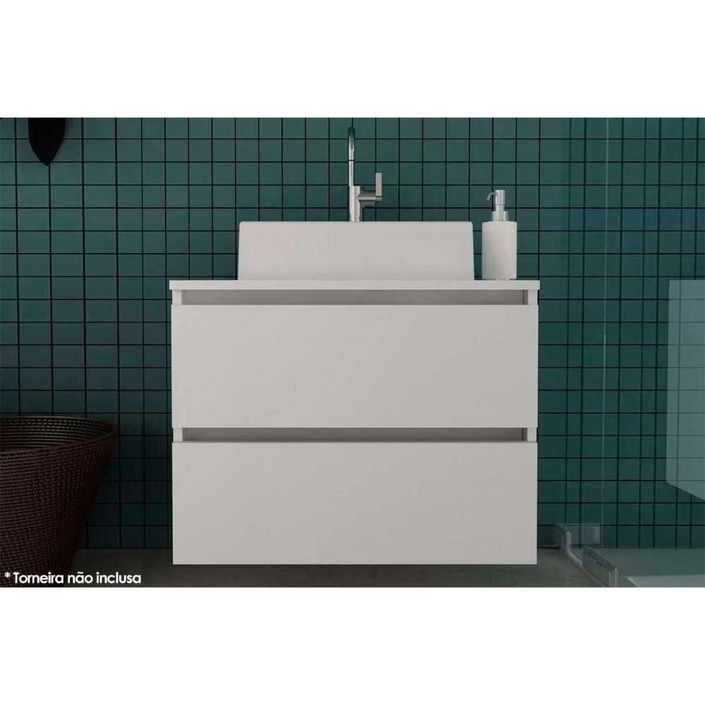 Conjunto De Banheiro Balcão Suspenso Bn3607 C- Cuba Pia Bn3600 60cm Cor Branco - Tecno Mobili - 1