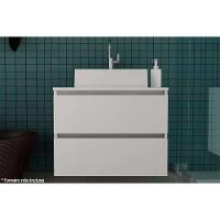 Conjunto De Banheiro Balcão Suspenso Bn3607 C- Cuba Pia Bn3600 60cm Cor Branco - Tecno Mobili - 1