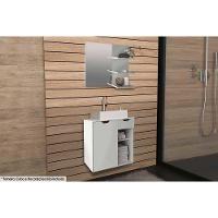 Conjunto de Banheiro Armário c/ Espelho BN3608 e Balcão Suspenso BN3605 s/ Cuba Pia 60cm cor Branco - Tecno Mobili - 1