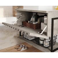 Balcão P- Banheiro Suspenso Frisê Havaí Ripado 1pta C-cuba E Tampo Vidro 80 Cm Pistache Mgm