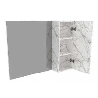 Conjunto de Banheiro Armário c/ Espelho BN3602 80cm e Balcão Suspenso BN3605 s/ Cuba Pia 60cm cor Mármore Branco - Tecno Mobili - 3