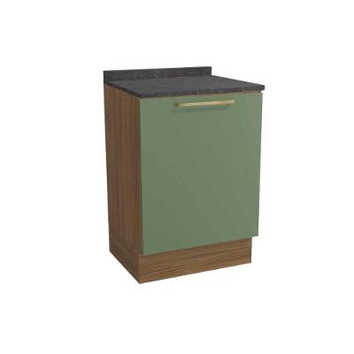 Balcão De Cozinha Botanic M629 1 Porta 60cm C- Tampo - Kappesberg Nogueira-oliva-cinzel - Kappesberg