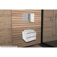 Conjunto De Banheiro Armário C- Espelho Bn3602 80cm E Balcão Suspenso Bn3607 S- Cuba Pia 60cm Cor Mármore Branco - Tecno Mobili - 1