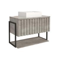 Bancada De Banheiro Suspenso Frisê Havaí Ripado 1pta C-cuba E Tampo Vidro 80 Cm Titanium Mgm - 5