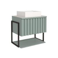 Bancada De Banheiro Suspenso Frisê Havaí Ripado 1pta C-cuba E Tampo Vidro 60 Cm Pistache Mgm - 6