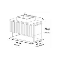 Balcão P- Banheiro Suspenso Frisê Havaí Ripado 1pta C-cuba E Tampo Vidro 60 Cm Pistache Mgm